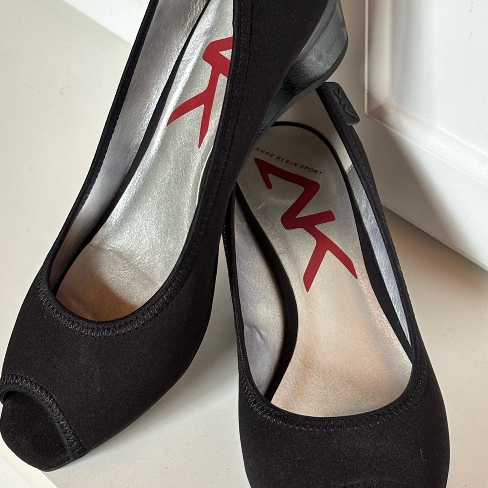 Anne Klein Black Peep Toe Women's Shoes